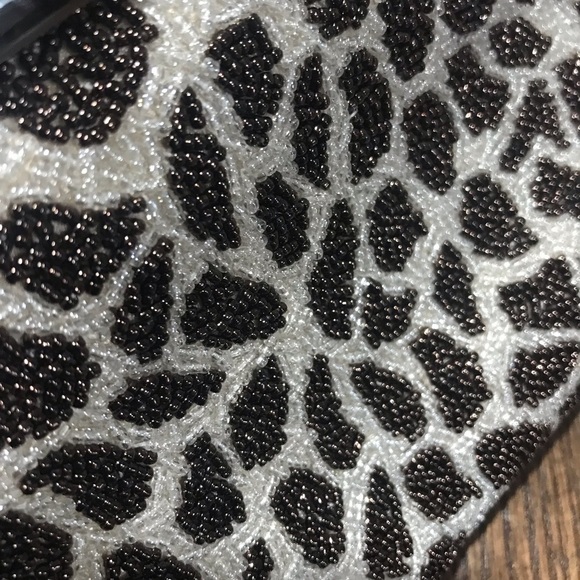 Inge Christopher Clutch Brown Beaded Giraffe Print Luxury Maximalist Neutral 80s - Picture 5 of 12